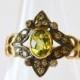 Peridot and Diamond Ring Antique Unique Engagement Ring Victorian 18K Gold Ring Antique August Birthstone