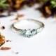 Aquamarine sterling silver twig engagement ring, aquamarine engagement ring, march birthstone ring