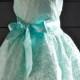 Aqua Mint Lace Flower Girl Dress, Mint Lace dress, mint Wedding, Vintage Style Lace Dress, Flower girl, Easter green