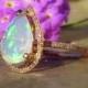 CUSTOM ORDER ~ 10kt or 14kt Gold Ethiopian Opal and Diamond Ring
