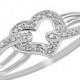 10K White Gold Heart Ring 0.06ctw Diamonds Pave Set 8mm Wide