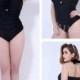 Black Solid Color One-Piece Womens Swimsuit Lidyy1605202041