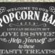 Popcorn Bar Sign Chalkboard Wedding Party Printable Instant Download Ready to Print (#POP4C)
