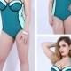 Green Print Plus Size One-Piece Womens Swimsuit Lidyy1605202034