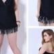 Black One-Piece Plus Size Tassel Womens Swimsuit Dress Lidyy1605202025