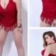 Red One-Piece Plus Size Tassel Womens Swimsuit Dress Lidyy1605202024