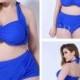 Blue Plus Size High Waist Bikini, Sexy Women Swimwear Lidyy1605202002