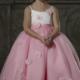 Spaghetti Straps Pink White Flowers Tulle Sleeveless Ruched Floor Length