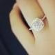 Pave Diamond Halo Engagement Ring For A Cushion Cut Center Stone