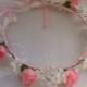 Heart and Rosebud Bridal or Flower Girl Floral Ribbon Crown Halo Head Piece Wreath Garland Pink White C-Jennifer