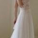 Sexy Backless White Lace Long Chiffon Prom Dress Beach Wedding Dress