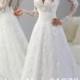 2015 Long Sleeve White/Ivory Lace Wedding Dress Bridal Gown Size 6 8 10--16 18  
