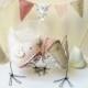 Wedding cake topper Love Birds Fabric Stuffed Figurines Bride and Groom soft sculptures dusky pink with bunting