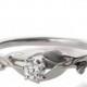 Leaves Engagement Ring - 18K White Gold and Diamond engagement ring,unique engagement ring,leaf ring,filigree,antique,art nouveau,vintage,13