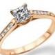 Rose Gold Engagement Ring, Diamond Ring Setting, 14K Rose Gold Ring, 0.5 TCW Diamond Ring Band, Art Deco Engagement Ring