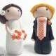 wedding cake topper / wedding cake figurines wedding / bride and groom / Kokeshi style