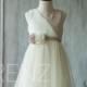 2016 Off White and Khaki Junior Bridesmaid Dress, Contrast Flower Girl Dress, Chiffon and Mesh Beading Dress Rosette dress (LK056)