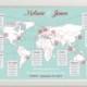 Travel Theme Wedding Seating Chart - World Map - Destinations - Printable file - wedding table plan