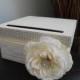 Vintage Glam Wedding Card Box Modern with ivory ribbon ivory rose with rhinestones personalized tag You Customize Colors and Flowers