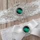 Wedding Garter Belt - Bridal Garter Belt - Crystal Rhinestone - Pearl Garter - Lace Garter - Green Garter- Keepsake Garter - Toss Garter