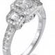 Art Deco Engagement Ring, 18K White Gold Ring, 1.81 CT Diamond Engagement Ring, Three Stone Ring, Diamond Ring Size 7