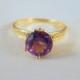 Vintage 10k Yellow Gold Amethyst Ring / Art Deco Engagement Ring / Yellow Gold Ring / Size 6