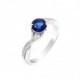 925 Sterling Silver 2.25 Carat Round Deep Blue Sapphire Russian Ice Diamond CZ Crisscross Band Wedding Engagement Anniversary Ring Love Gift