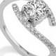 Twist Diamond Engagement Ring, 14K White Gold Ring, 0.65 TCW Diamond Ring Vintage, Art Deco Ring, Unique Engagement Ring