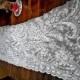 STUNNING Antique Victorian Heavily Hand Embroidered Cotton Tambour Net Lace Flounce/Shawl for Wedding Bridal