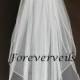 Fingertip bridal veil 2 layers white, ivory, diamond white or champagne satin edge cut edge