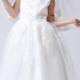 Bowknot White Organza Straps Sleeveless Ruched Tea Length