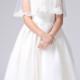 Straps Lace Zipper Ruched Organza Sleeveless White Tea Length