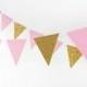 Garland, Glitter Paper Garland, Gold and Pink, Gold and Blush, Bridal Shower, Baby Shower, Birthday Decor, Pink and Gold Birthday