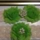 Lime green Wedding Garter Set -  Beautiful Bridal Garter Set - Ivory Stretch Lace - lime green Shabby with Rhinestones