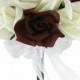Burgundy and Ivory Silk Rose Toss Bouquet - Silk Wedding Toss Bouquet