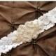 ON SALE Ivory Wedding Garter, Ivory Bridal Garter - Ivory Lace Garter, Keepsake Garter, Crystal Embellishment, Crystal Rhinestone on Ivory L