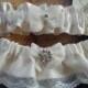 Ivory satin and Lace Garter Set