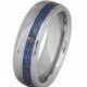 Men's Titanium Ring inlaid with off center Lapis Lazuli
