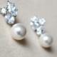 Pearl Bridal Earrings Pearl Wedding Jewelry White Ivory Cream Swarovski Crystal Pearl Earrings Bridesmaid Gift Bridesmaid Earrings