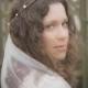 Boho bridal flower crown and veil - Pelican Rose Bride rustic rosebud bridal crown with attached white or ivory wedding veil