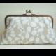 Ivory Leaves Wedding  Purse Ivory Lace Romantic Large Size Clutch