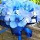 Blue Bridesmaid Bouquet. Hydrangea Wedding Bouquet. Blue Silk Bridal Flowers. Dark Sky Blue Bouquet. Silk Flower Wedding Bouquet