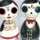Day of the Dead Sugar Skull Large Kokeshi Doll Wedding Cake Toppers