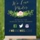 The JULIE . Instagram Photo Hashtag Navy Chalkboard Wedding Sign . We Love Photos . Calligraphy & Gold Blush Rose Dahlias Peonies  PDF