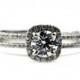 Split Shank Halo Engagement Ring - GIA Excellent Cut Diamond