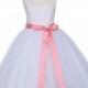 White Lace bodice Tulle Flower girl dress Ribbon Rhinestones Wedding Elegant Special occasions toddler elegant sizes 12-18m 2 4 6 8 10 153R