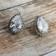 Vintage Style Pear Shaped earrings, Wedding teardrop earrings, Bridesmaid earrings, bridal crystal cz earrings, 1920s earrings - 'ANNIKA'