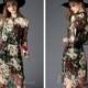 Half Sleeves Flower Print Tea-length Fashion Dress