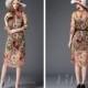 Half Sleeves Flower Print Tea-length Fashion Dress