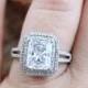 Radiant CZ Cubic Zirconia Diamond 2 Halo Engagement Ring 3.5ct 10x8mm 14k 18k White Yellow Rose Gold-Platinum-Custom-Wedding-Anniversary